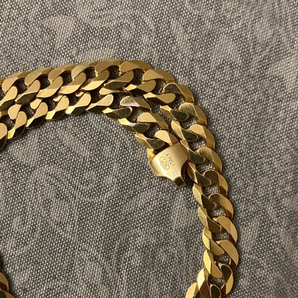 24K Gold Bonded 925 Cuban link Stamped Men’s Bracelet From Italy 🇮🇹 - Picture 5 of 15